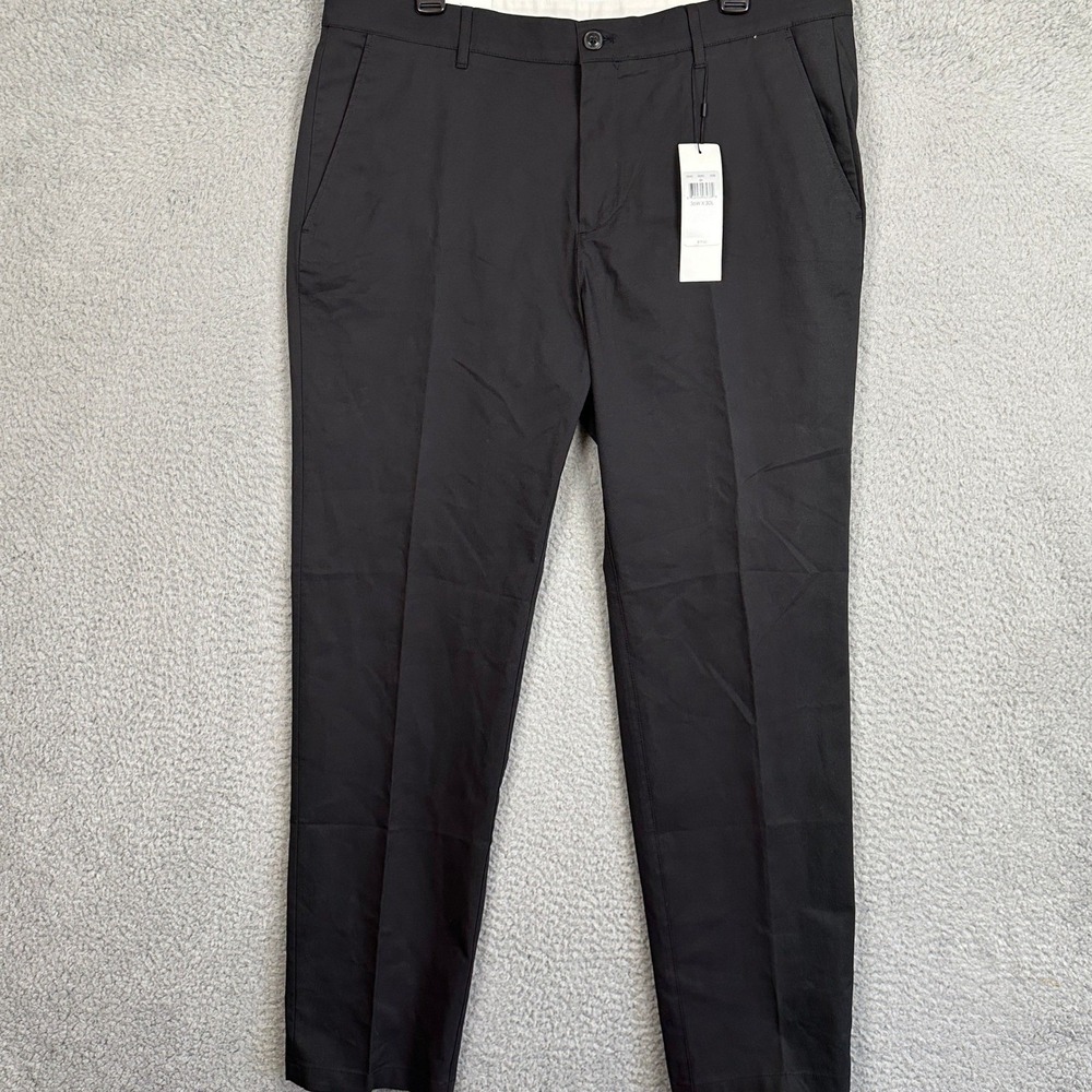 NEW Calvin Klein Pants Mens 36X30 Black‎ Slim Fit Chino Tapered Leg Flat Front